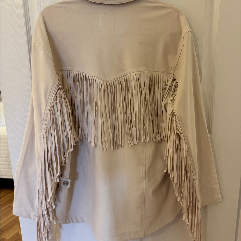 We The Free Cream Leather Fringe Jacket - Picture 8 of 8